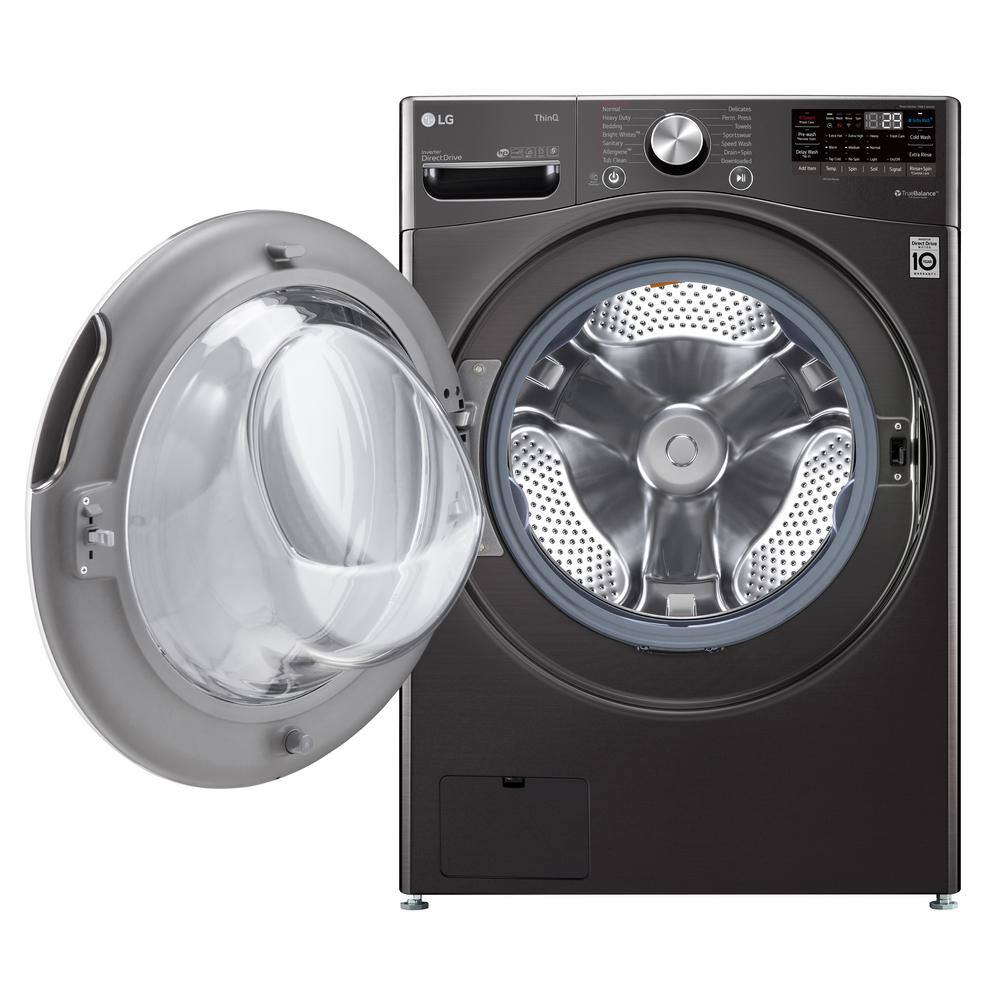 LG 27 in. 5 cu. ft. Ultra Large Capacity Black Steel Front Load Washer with Turbo Wash Steam & Wi-Fi Connectivity