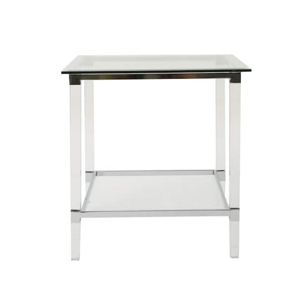 Noble House Orianna Clear with Tempered Glass Side Table