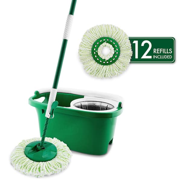 Libman Microfiber Tornado Wet Spin Mop and Bucket Floor Cleaning with 12 Refills 1606 - The Home Depot