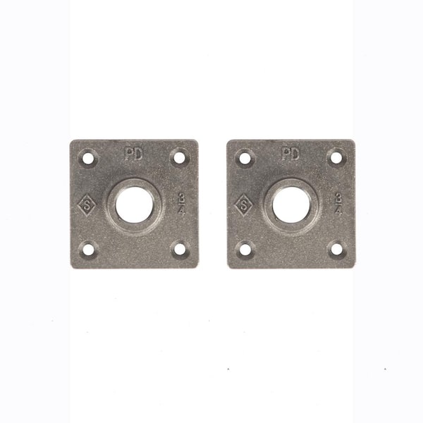 PIPE DECOR 3/4 in. Black Iron Square Flange (2-Pack)