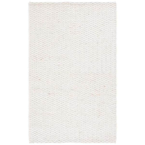 Natural Fiber Bleach/Ivory 8 ft. x 10 ft. Chevron Striped Area Rug