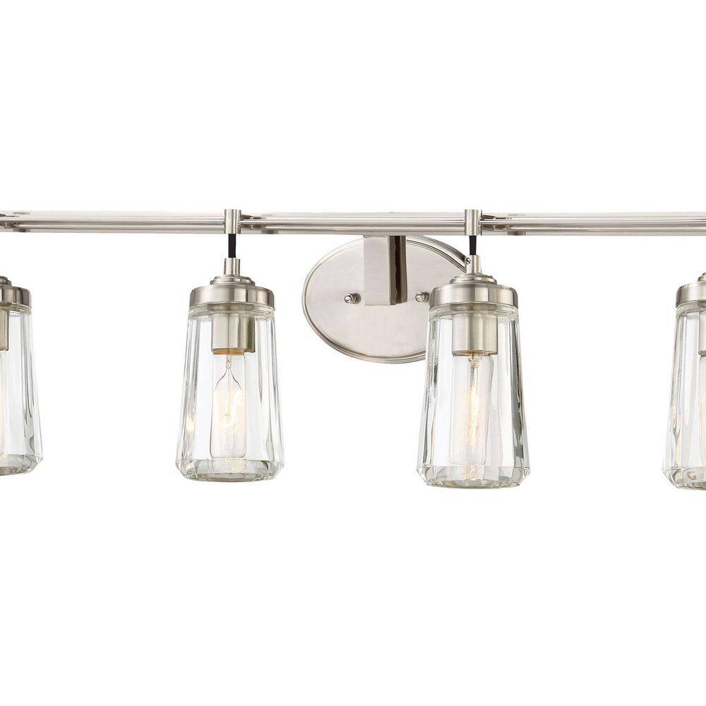 Elegant Brushed Nickel 4-Light Bath Vanity with Clear Glass