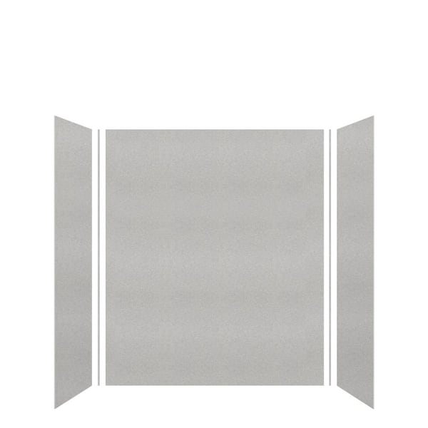 Transolid Saramar 60 in. W x 72 in. H x 36 in. D 3-Piece Glue to Wall Alcove Shower Wall Kit in Grey Beach Velvet