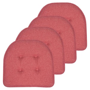 Peach, Solid U-Shape Memory Foam 17 in. x 16 in. Non-Slip Indoor/Outdoor Chair Seat Cushion (4-Pack)