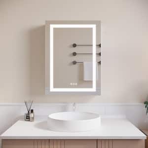 20 in. W x 26 in. H Rectangular Silver Aluminum Recessed or Surface Mount Bathroom Medicine Cabinet with Mirror