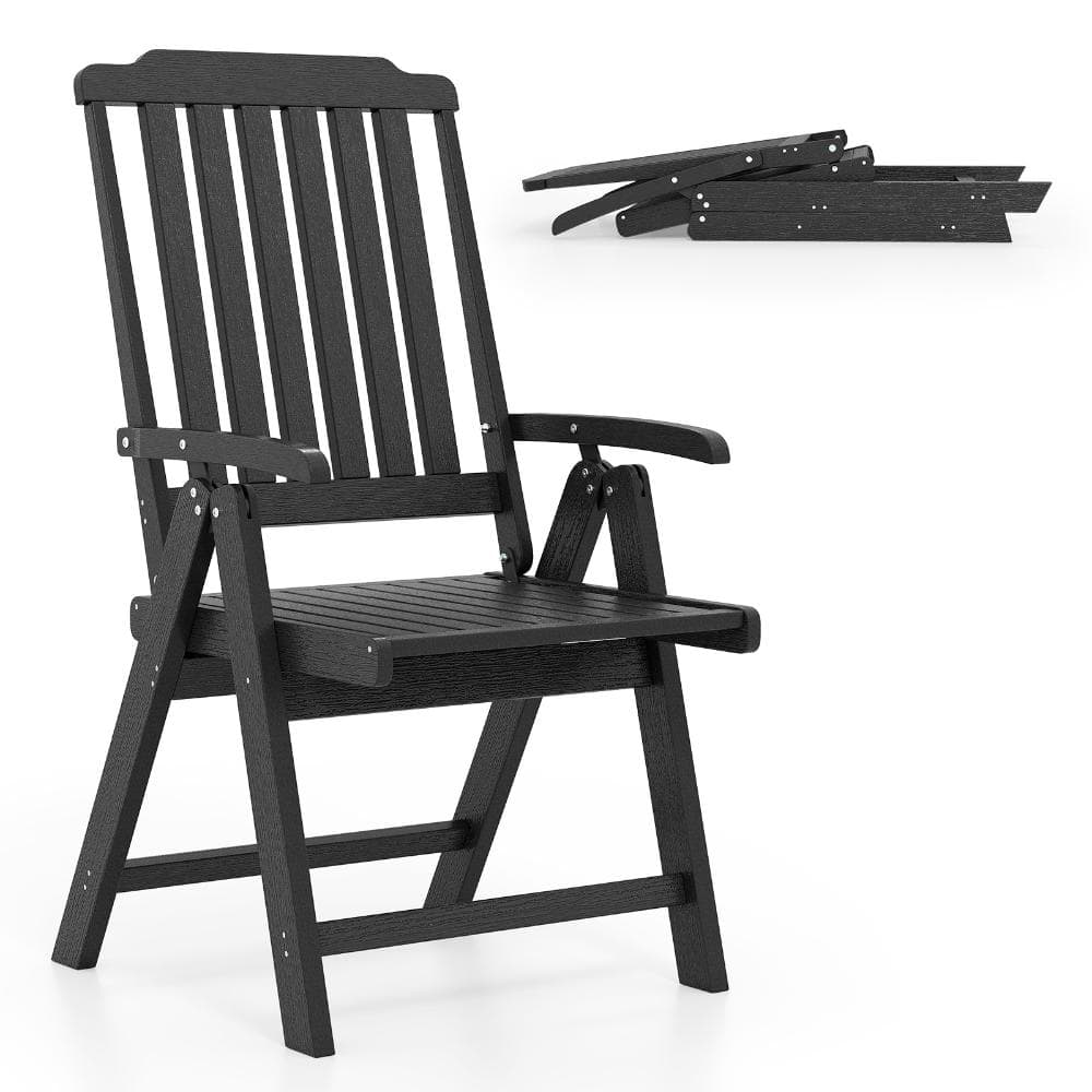 22 in. HDPE Folding Patio Dining Chair with Armrests, Slatted Seat and 330 lb. Capacity, Black price history on PriceWatchPro