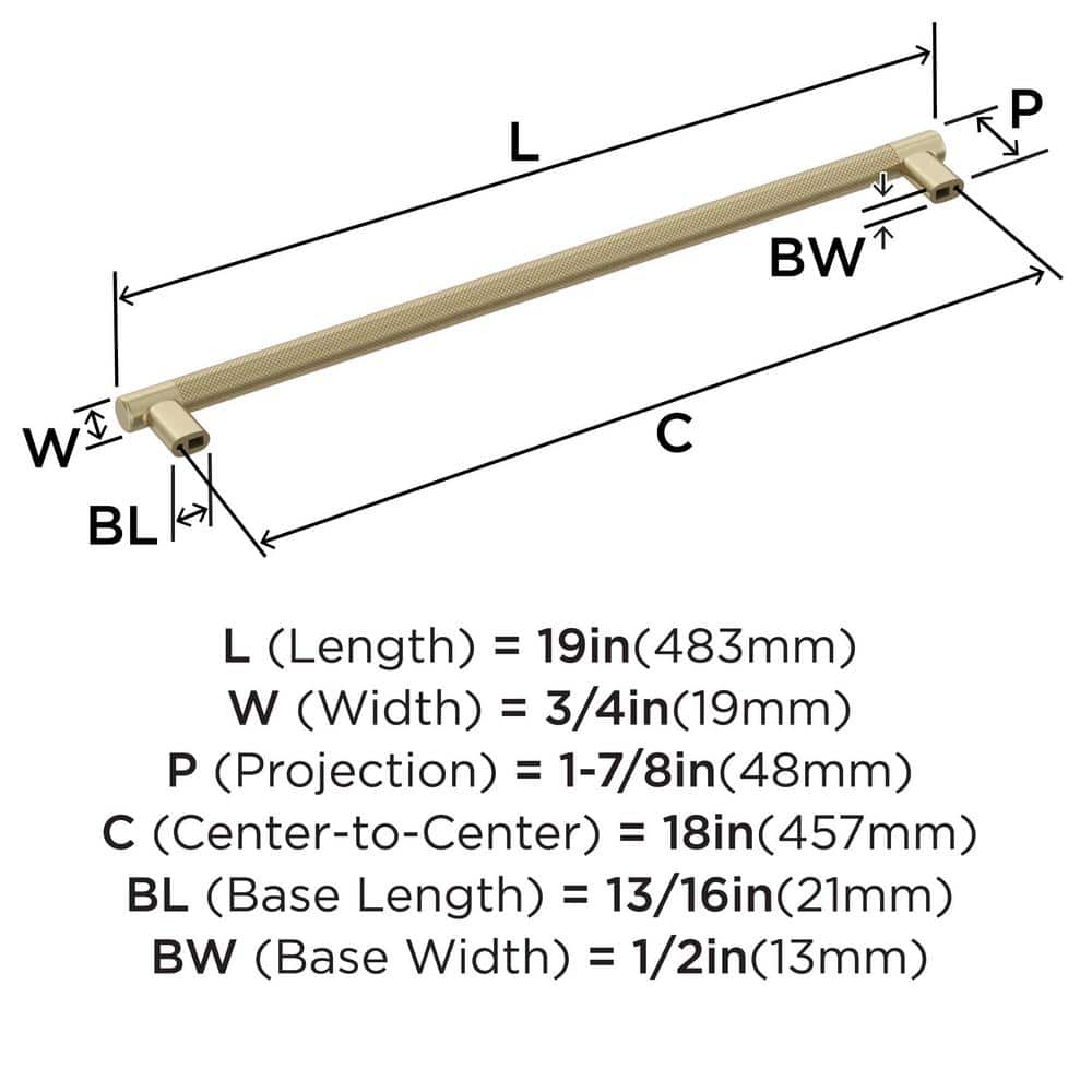 Bronx 18 inch Golden Champagne Modern Industrial Bar Pull