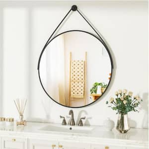 HOMLUX Round Wall Mounted Framing Mirror 16"x16" in Black