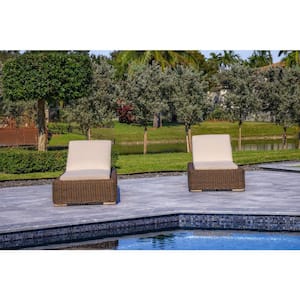 Milo Brown 1-Piece Wicker Aluminum Frame Outdoor Chaise Lounge with Grey Sunbrella Cushions