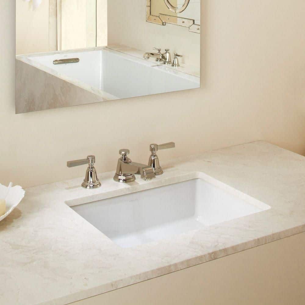 White Ceramic Rectangular Undermount Bathroom Sink