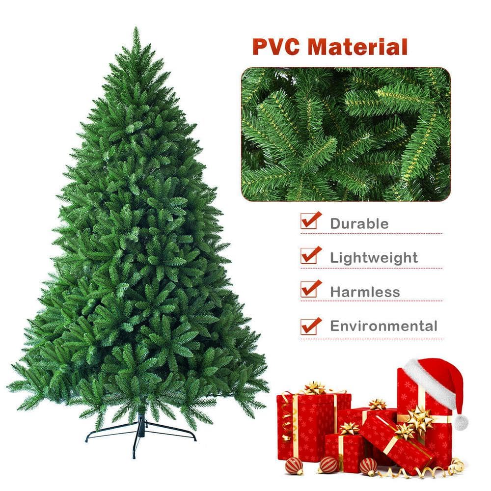 6ft Green PVC Hinged Artificial Christmas Fir Tree with Metal Stand
