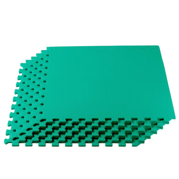 Green 24 in. W x 24 in. L x 3/8 in. Thick Multipurpose EVA Foam Exercise/Gym Tiles 25 Tiles/Pack 100 sq. ft.