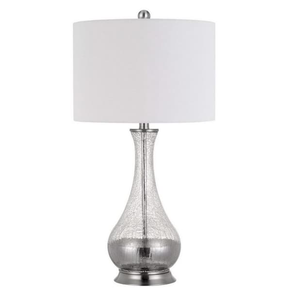 HomeRoots 27 in. Glass And Steel Table Lamps (Set of 2)