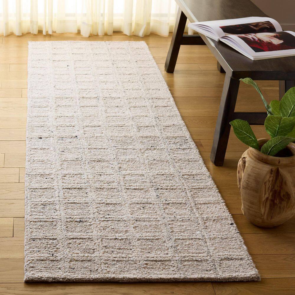 Pine 2 ft. x 8 ft. Gray Distressed Grid Runner Rug price history on PriceWatchPro