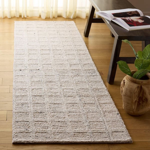 Pine 2 ft. x 8 ft. Gray Distressed Grid Runner Rug