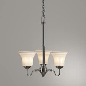 Creekford 3-Light Brushed Nickel Chandelier with Frosted Glass Shades