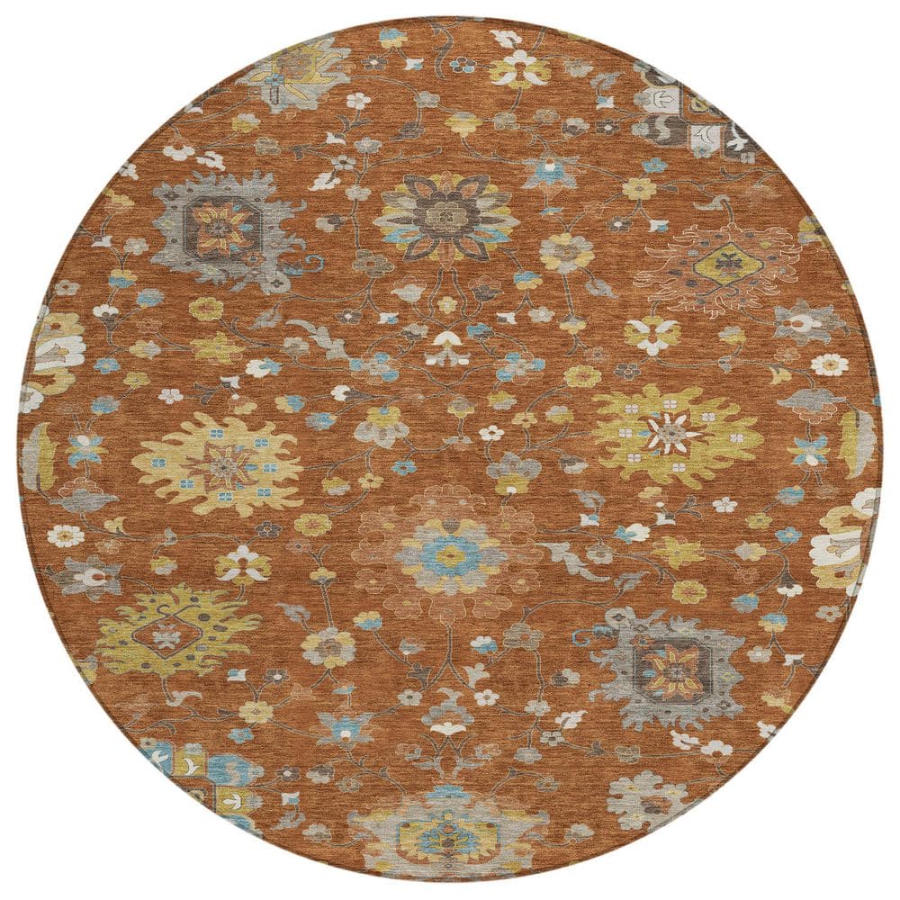 Chantille Machine Washable Indoor/Outdoor Abstract ACN2930 Paprika 8 ft. x 8 ft. Round Rug price history on PriceWatchPro
