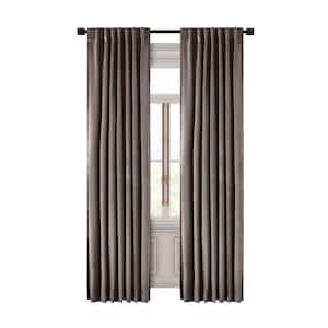 Premium Velvet Mauve Solid 50 in. W x 63 in. L Rod Pocket With Back Tab Room Darkening Curtain Panel