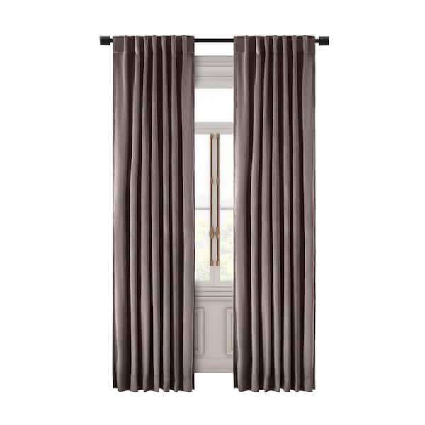 RICARDO Premium Velvet Mauve Solid 50 in. W x 84 in. L Rod Pocket With Back Tab Room Darkening Curtain Panel