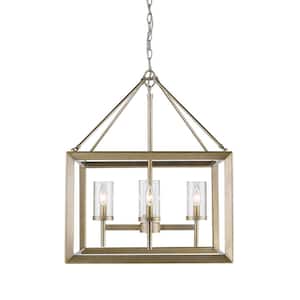 Smyth 4-Light White Gold Chandelier with Clear Glass Shade