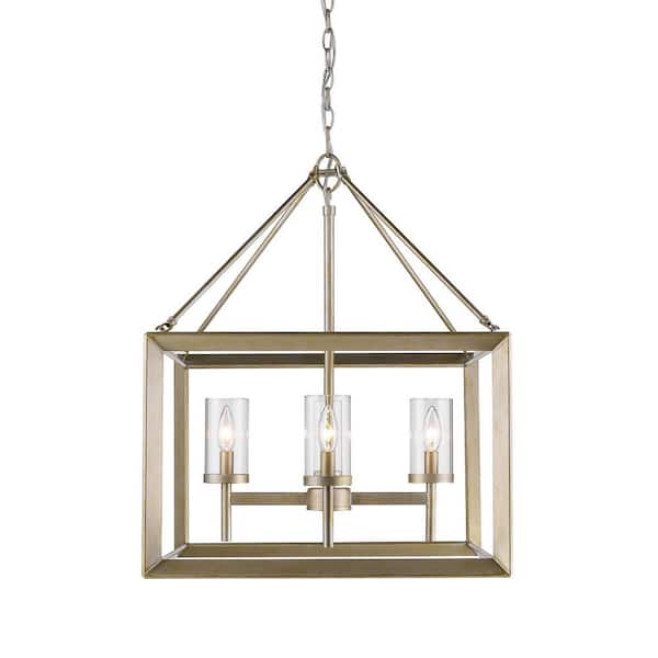 Golden Lighting Smyth 4-Light White Gold Chandelier with Clear Glass Shade