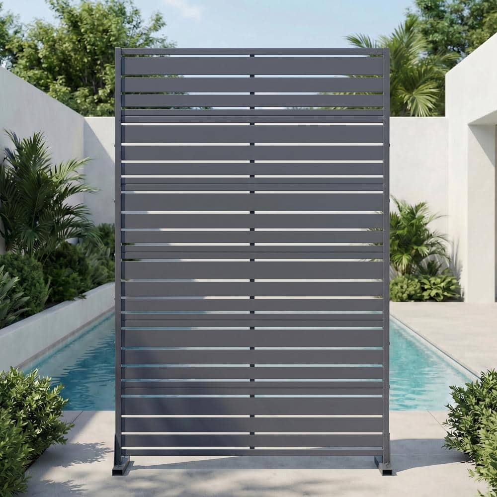 47 in. W x 72 in. H Black Galvanized Metal Louvered Outdoor Patio Divider Screen (1-Pack) price history on PriceWatchPro