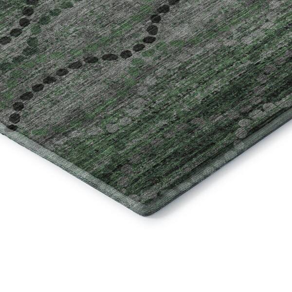 Mayfield Premium Machine Washable Abstract AMF2031 Olive 2 ft. x 3 ft. Accent Rug