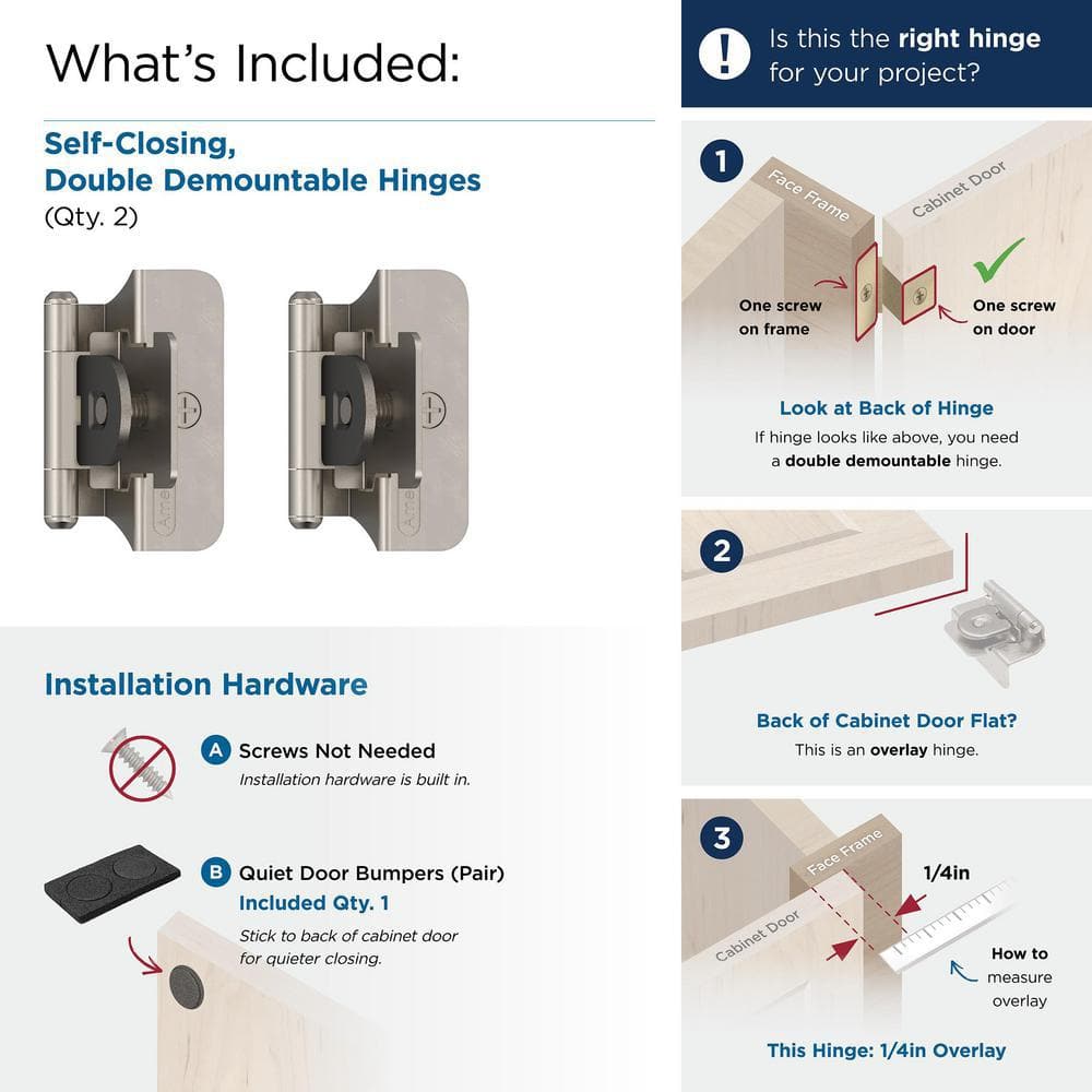 Satin Nickel Semi-Concealed Partial Overlay Cabinet Hinge