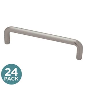 Wire 4 in. (102 mm) Modern Satin Nickel Cabinet Drawer Pulls (24-Pack)