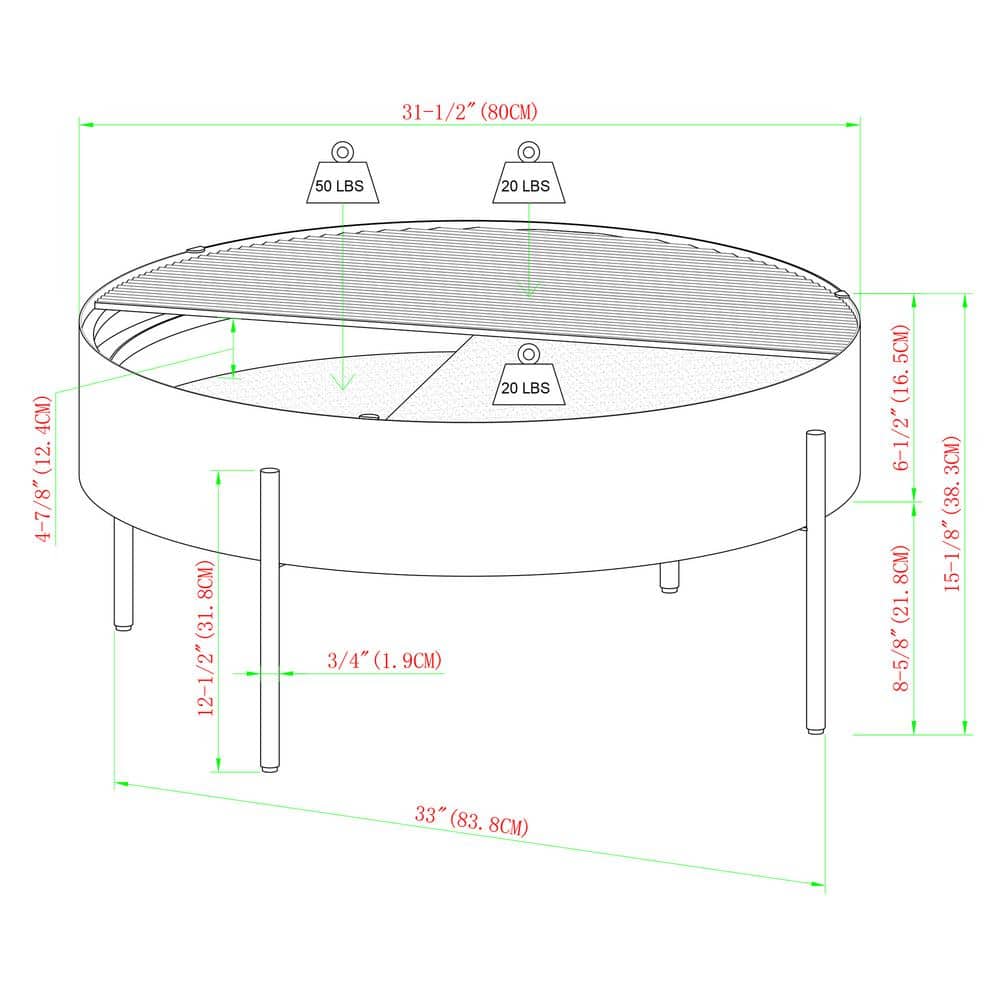 33'' Black English Oak and Fluted Glass Round Coffee Table