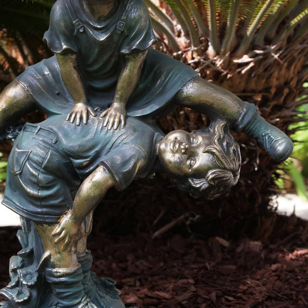 Whimsical Playfulness Antique Finish Children Garden Statue