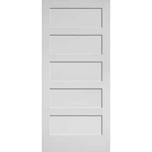 36 in. x 80 in. MDF Series Primed White Smooth 5-Panel Equal Solid Core Composite Interior Door Slab