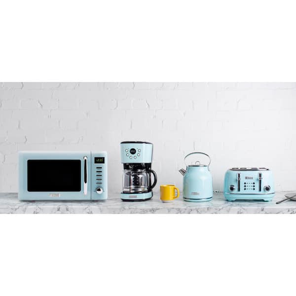 Haden 75031 Heritage Vintage Retro 0.7 Cubic Foot/20 Liter 700 Watt  Countertop Microwave Oven Kitchen Appliance With Turntable, Turquoise Blue  : Target