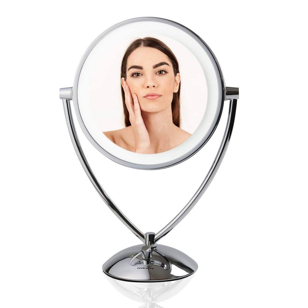 OVENTE Magnifying Dimmable CoolTone LED Light Polished Chrome Lighted