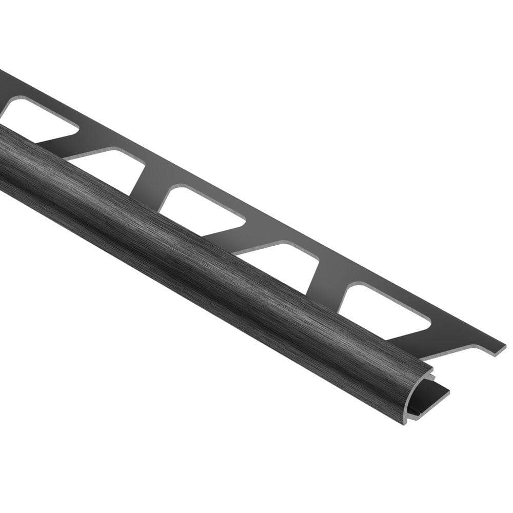 Rondec Brushed Black Anodized Aluminum 3/8 in. x 8 ft. 2-1/2 in. Metal Bullnose Tile Edging Trim -  Schluter, RO100AGSB