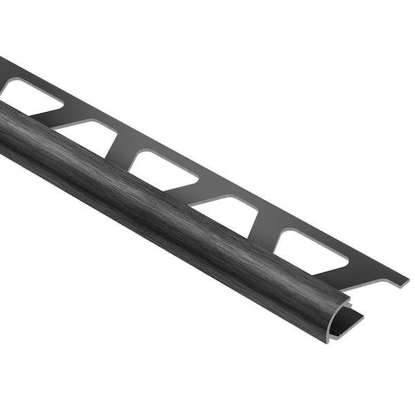 Schluter Rondec Brushed Black Anodized Aluminum 3/8 in. x 8 ft. 2-1/2 in. Metal Bullnose Tile Edging Trim