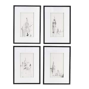 4-Piece Plastic Framed Architecture Wall Art Print 20 in. x 28 in.