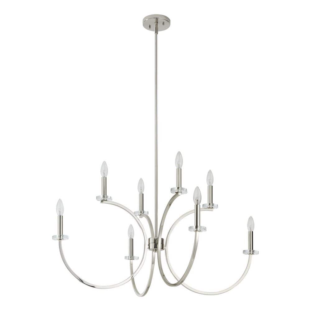 Florian 36-inch 8-Light Polished Nickel and Clear Glass Chandelier price history on PriceWatchPro