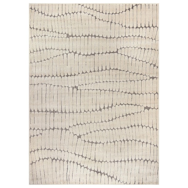 Pebble Abture Indoor High-Low Area Rug 8 ft. x 10 ft. Cream
