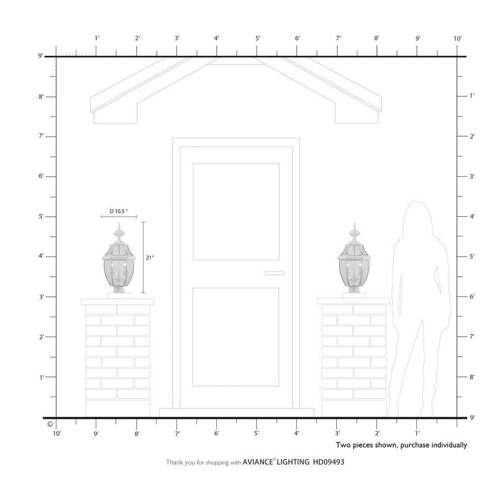 Verdigris Brass 2-Light Outdoor Post Lantern with Clear Glass