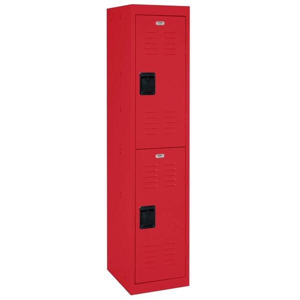 Sandusky 66 in. H x 15 in. W x 18 in. D 2-Tier Welded Steel Storage Locker in Red