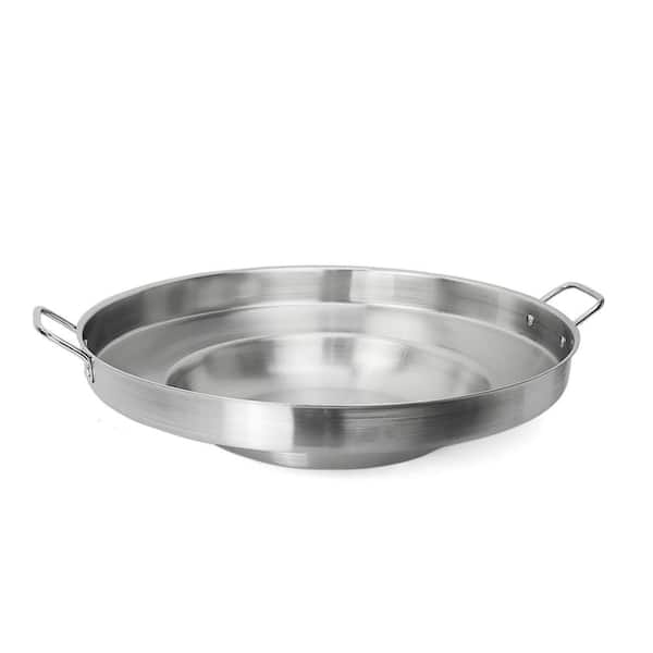 XtremepowerUS 23 in. Round Stainless Steel Comal Wok Griddle Multi Cooker Concave Fry pan
