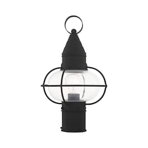 Hennington 15 in. 1-Light Black Cast Brass Hardwired Outdoor Rust Resistant Post Light with No Bulbs Included