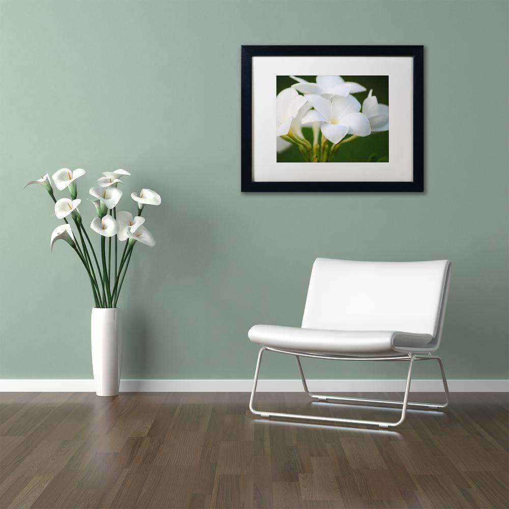 White Flower Giclee Print in Black Frame with White Mat