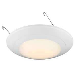 6 in. White Integrated LED J-Box or Recessed Can Mounted LED Disk Light Trim, 2700K