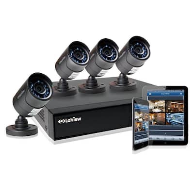 4-Channel 1TB HDD Indoor/Outdoor Day Night Surveillance System and (4) HD 720P Camera 1 Bonus Channel Remote View