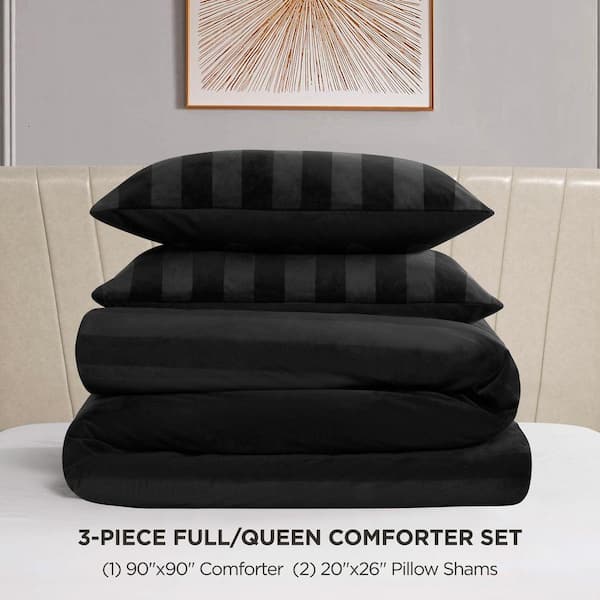 JUICY COUTURE Jenny Velour Striped Jacquard 3-Piece Black Striped