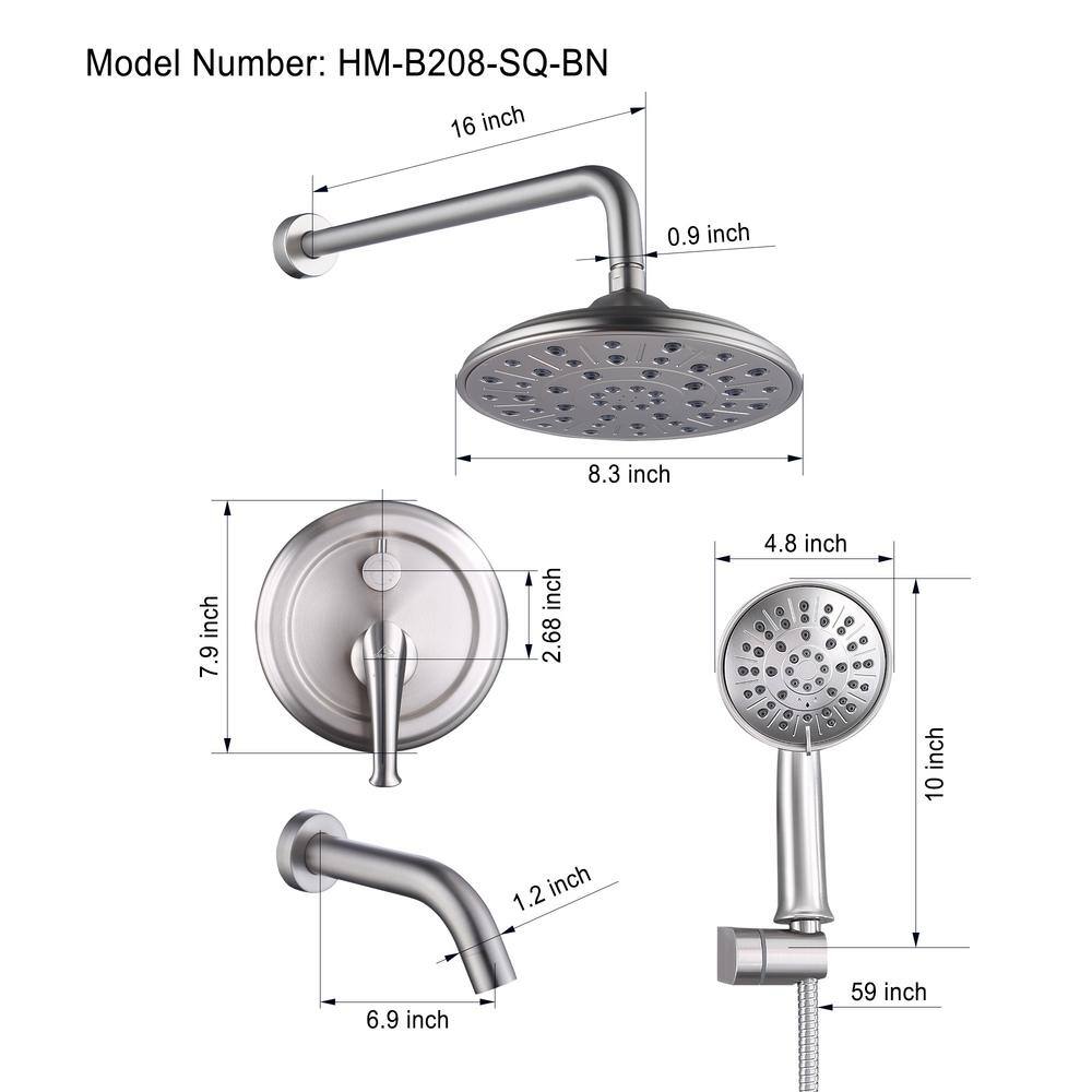 Brushed Nickel Multi-Head Wall Mounted Shower System