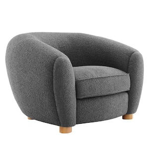 Gray Abundant Boucle Upholstered Fabric Armchair