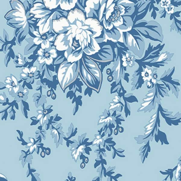 Laura Ashley 8-in Dark Seaspray Blue Non-Woven Toile 56-sq ft Unpasted Paste The Wall Wallpaper Sample | 11849494